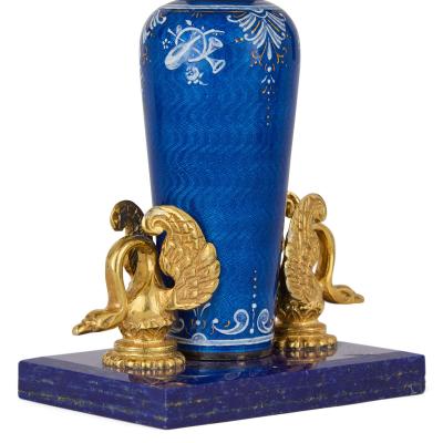 Silver gilt enamel diamond and semi precious stone flower model