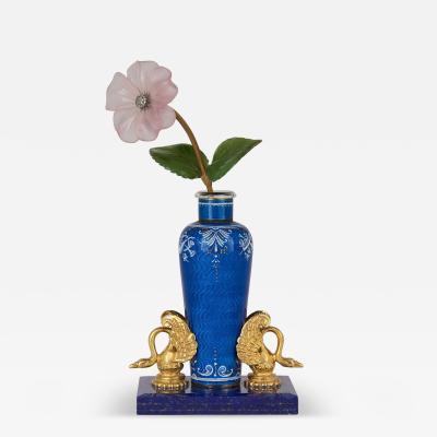 Silver gilt enamel diamond and semi precious stone flower model