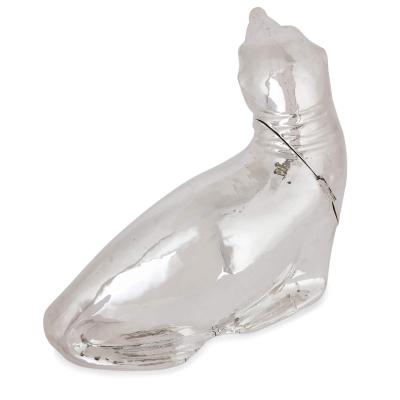 Silver plate sea lion wine or champagne cooler
