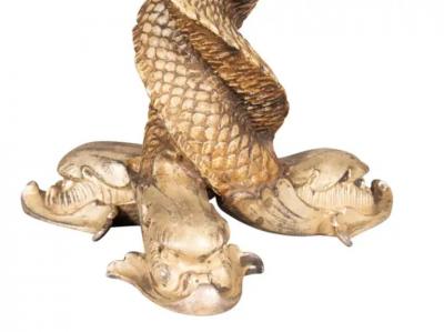 Silvered Metal Dolphin Form Table Lamp