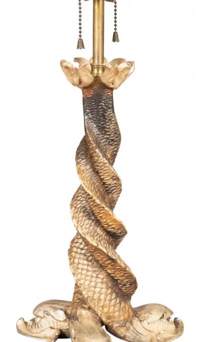 Silvered Metal Dolphin Form Table Lamp