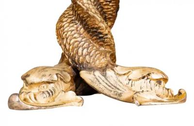 Silvered Metal Dolphin Form Table Lamp