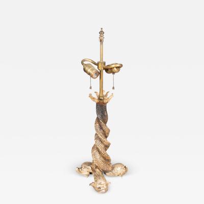 Silvered Metal Dolphin Form Table Lamp