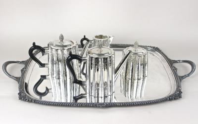 Silverplated Sheffield Coffee Tea Service by Edward With Tray UK ca 1920