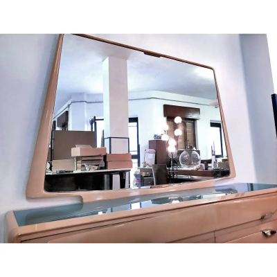 Silvio Cavatorta Italian Mid Century Maple Dresser with Mirror attr to Silvio Cavatorta 1950s