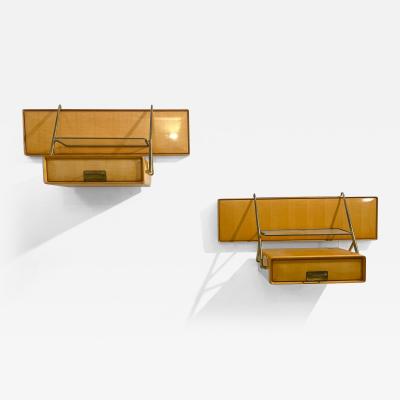 Silvio Cavatorta Pair of Italian Wall Mounted Nightstands by Silvio Cavatorta