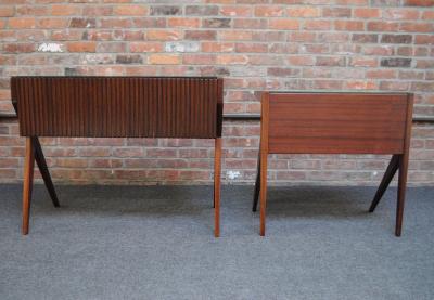 Silvio Cavatorta Silvio Cavatorta Diminutive Desk with Companion Table in Walnut and Green Glass