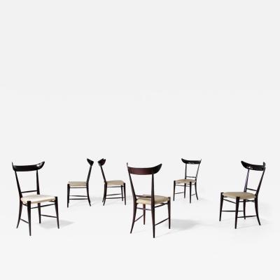 Silvio Cavatorta Silvio Cavatorta rare set of 6 chairs in mahogany
