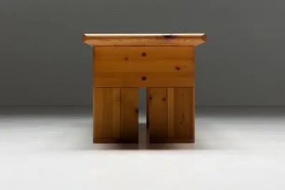 Silvio Coppola Solid Pine Wood Bench by Silvio Coppola for Fratelli Montina Italy 1970s