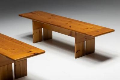 Silvio Coppola Solid Pine Wood Bench by Silvio Coppola for Fratelli Montina Italy 1970s