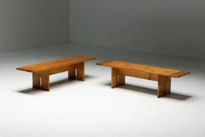Silvio Coppola Solid Pine Wood Bench by Silvio Coppola for Fratelli Montina Italy 1970s