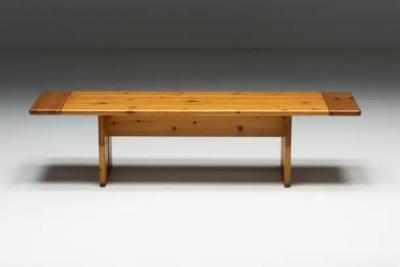 Silvio Coppola Solid Pine Wood Bench by Silvio Coppola for Fratelli Montina Italy 1970s