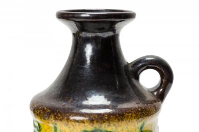 Similar German Yellow and Green Patterned Band Brown Glazed Ceramic Jugs