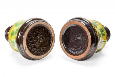 Similar German Yellow and Green Patterned Band Brown Glazed Ceramic Jugs