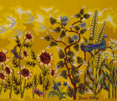 Simon Chase Mid Century French Tapestry Signed and Design by Simon Chase 34 x 6 7 