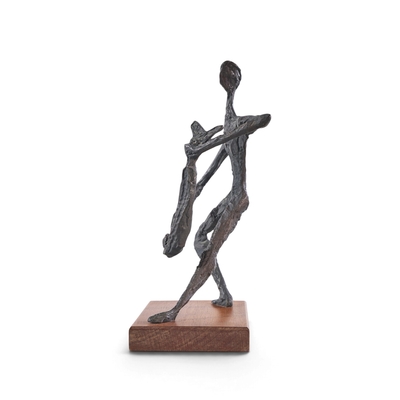 Simon Gordon Mid Century Brutalist Iron Sculpture Man with Fish