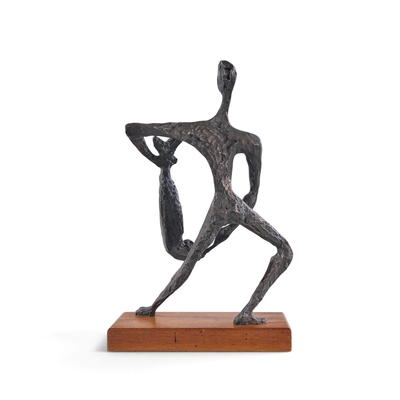 Simon Gordon Mid Century Brutalist Iron Sculpture Man with Fish