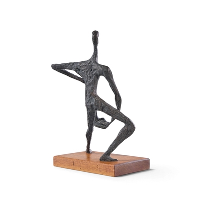 Simon Gordon Mid Century Brutalist Iron Sculpture Man with Fish