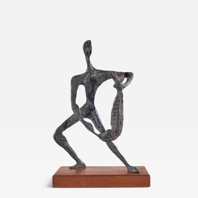 Simon Gordon Mid Century Brutalist Iron Sculpture Man with Fish