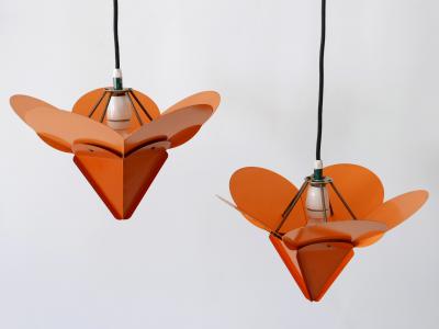 Simon Henningsen Set of Two Unique Tivoli Flower Pendant Lamps by Simon Poul Henningsen 1958