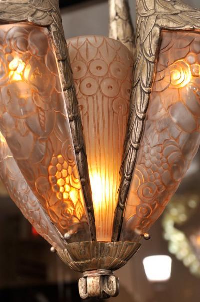 Simonet Freres Important Art Deco Chandelier by SIMONET FRERES