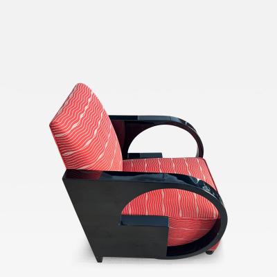 Single Art Deco Club Chair Blackened Wood