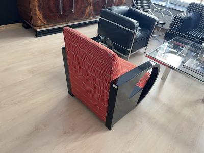 Single Art Deco Club Chair Blackened Wood