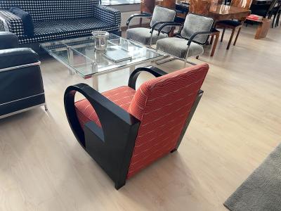 Single Art Deco Club Chair Blackened Wood