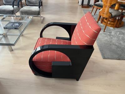 Single Art Deco Club Chair Blackened Wood