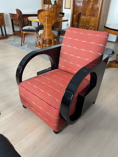 Single Art Deco Club Chair Blackened Wood