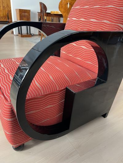 Single Art Deco Club Chair Blackened Wood