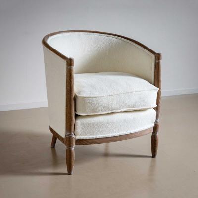 Single Art Deco Lounge Chair in limed Oak France