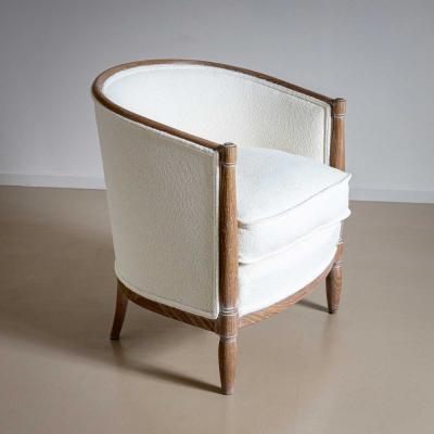 Single Art Deco Lounge Chair in limed Oak France