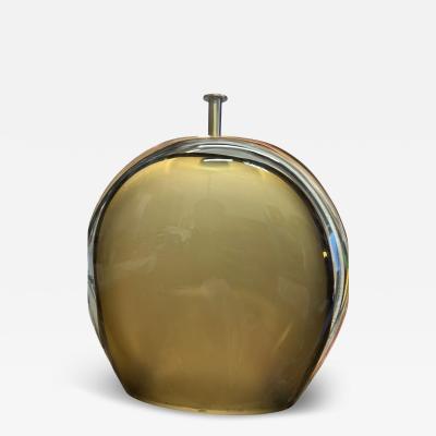 Single Artisan Murano Sommerso Glass and Brushed Brass Table Lamp