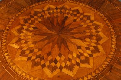Single Center Table with Marquetry Top