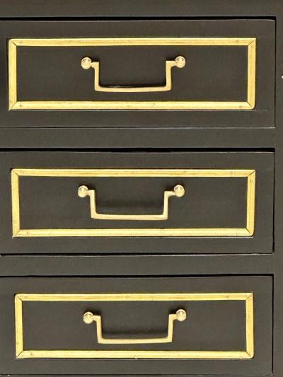 Single Ebony Demilune Marble Top Bronze Mounted End Side Table
