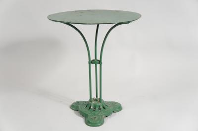 Single French Green Pedestal Iron Garden Table