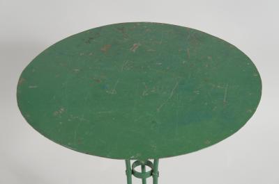 Single French Green Pedestal Iron Garden Table