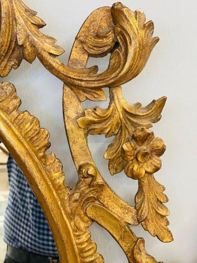 Single Giltwood Italian Floral Motif Mirror Wall Console Pier Italy 1960s