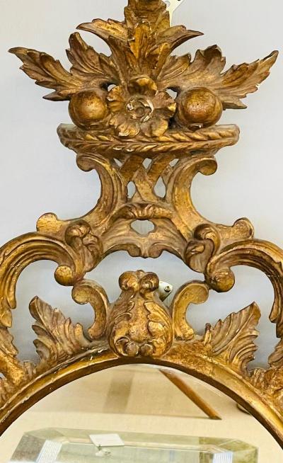 Single Giltwood Italian Floral Motif Mirror Wall Console Pier Italy 1960s