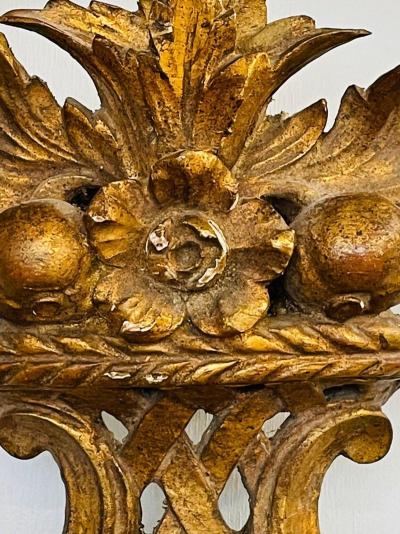 Single Giltwood Italian Floral Motif Mirror Wall Console Pier Italy 1960s