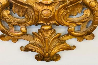 Single Giltwood Italian Floral Motif Mirror Wall Console Pier Italy 1960s