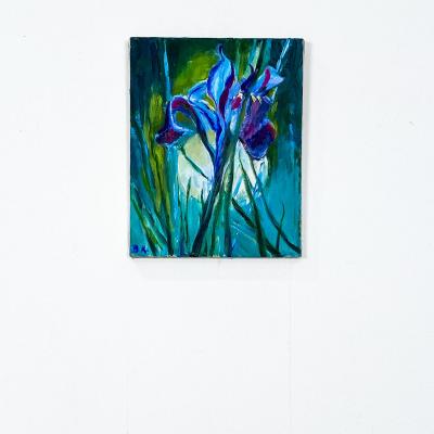 Single Iris Oil on Canvas American