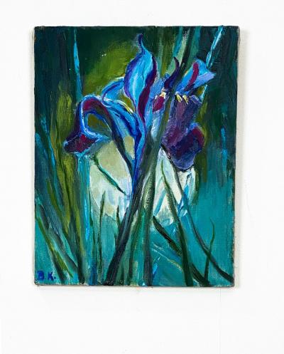 Single Iris Oil on Canvas American