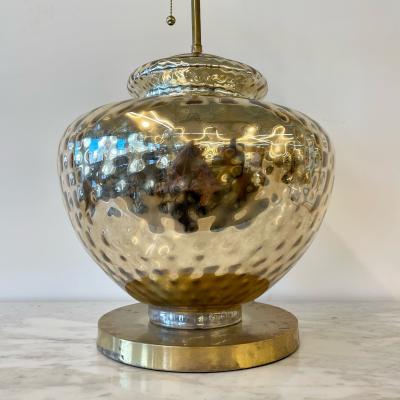 Single Large Mid Century Modern Table Lamp Mercury Glass Brass Jar Urn Shape