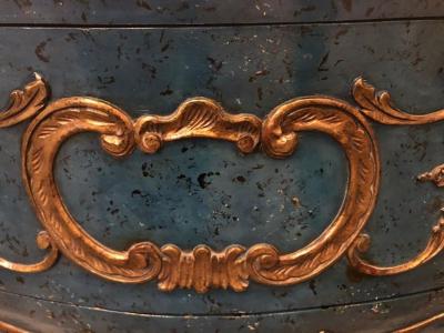 Single Royal Blue and Parcel Gilt Decorated Bombay Commode or Chest