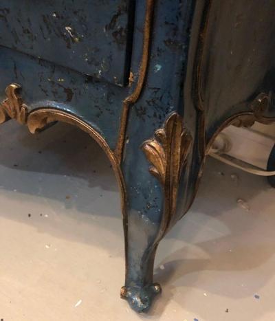 Single Royal Blue and Parcel Gilt Decorated Bombay Commode or Chest