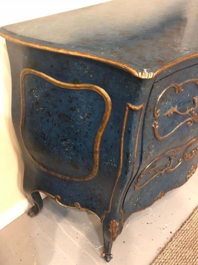 Single Royal Blue and Parcel Gilt Decorated Bombay Commode or Chest