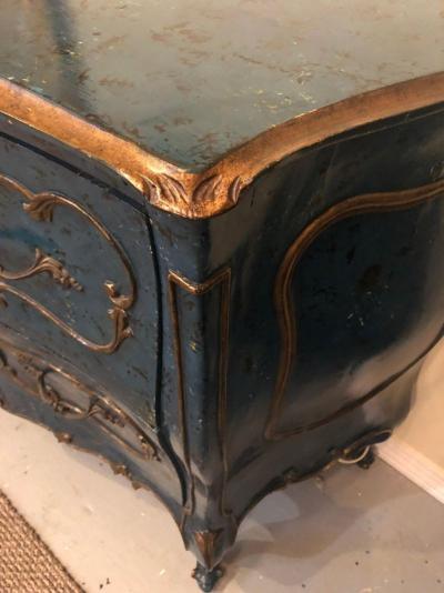 Single Royal Blue and Parcel Gilt Decorated Bombay Commode or Chest