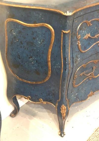 Single Royal Blue and Parcel Gilt Decorated Bombay Commode or Chest